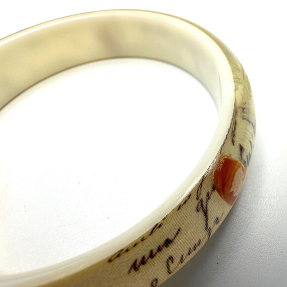 Amedeo NYC "Lettera D'Amore" Lucite Clear Cameo Bangle Pair — Size 8 — EUC - Picture 3 of 6